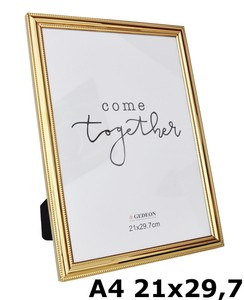 Ramka aluminiowa na zdjęcia w rozmiarze A4 21x29,7 cm - złota/chromowana - SSF21 - szklana szybka