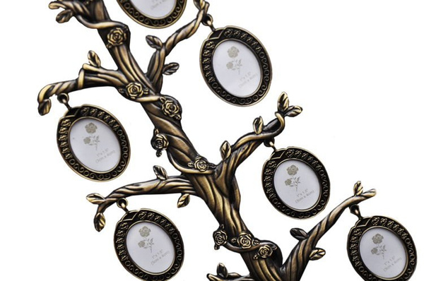 Ramka drzewko genealogiczne na 7 zdjęć FT10 metalowa złota