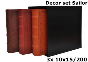 Ekskluzywny zestaw 3 albumów 10x15/200 DECOR SET SAILOR - Mahoń, brąz, ciemny brąz - kompas