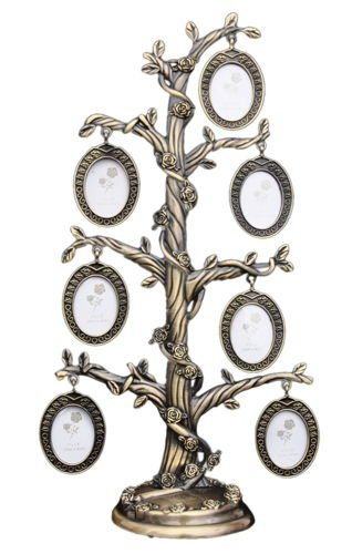 Ramka drzewko genealogiczne na 7 zdjęć FT10 metalowa złota