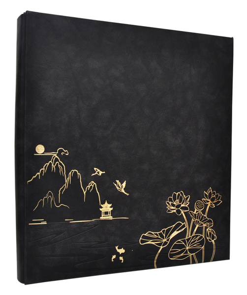 Wyrafinowany Album na 500 zdjęć do wsuwania w formacie 10x15 cm - 10x15/500 LOTUS POND BLACK - czarny - ekoskóra