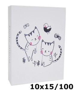 Album na 100 zdjęć do wsuwania w rozmiarze 10x15 cm - 10x15/100 CATS - Biały - kotki - klejony