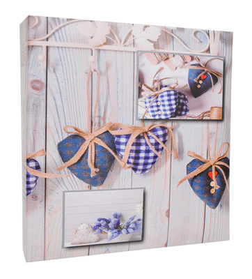 Album na zdjęcia w rozmiarze 10x15 - 200 zdjęć do wsuwania - 10x15/200 BOARD - niebieski - imitacja drewna - serduszka