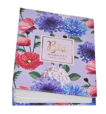 Album na 100 zdjęć w rozmiarze 10x15 cm do wsuwania - 10x15/100 FLOWER 10 - klejony - Fioletowy - kwiaty
