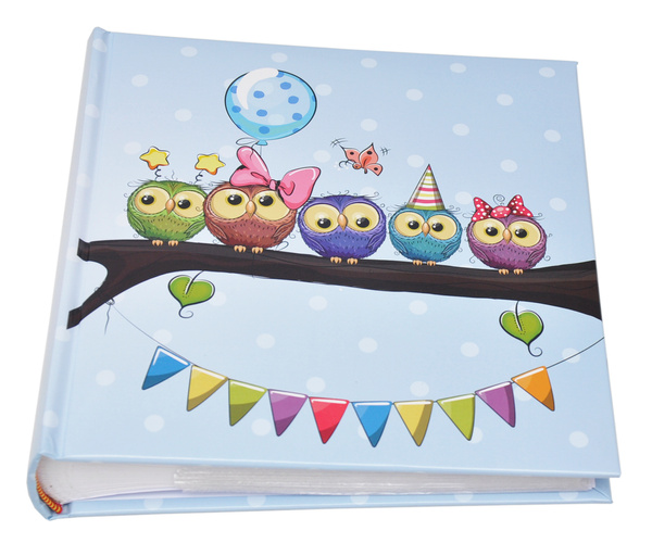 Album na zdjęcia do wsuwania zdjęcia w rozmiarze 10x15 cm - Album na 200 zdjęć - BABY 15- Niebieski - Sówki