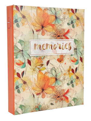 Album na 36 zdjęć do wsuwania w rozmiarze 13x18 cm - 13x18/36 MEMORIES - pomarańczowy - kwiecisty motyw - klejony