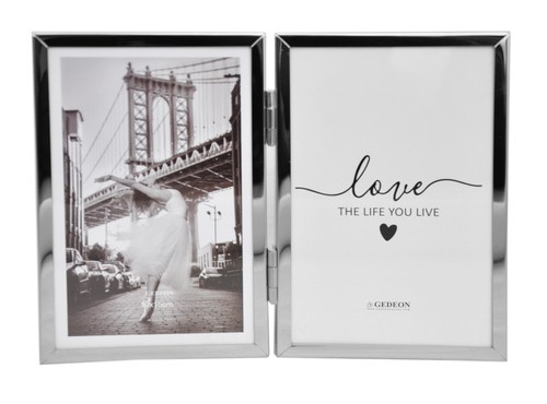 Ramka aluminiowa podwójna na dwa zdjęcia 2x 15x21cm - srebrna/chromowana - ssb15/2