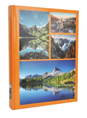 Album na zdjęcia w rozmiarze 10x15 cm - 200 zdjęć do wsuwania - JUN - Pomarańczowy  - widoki - góry