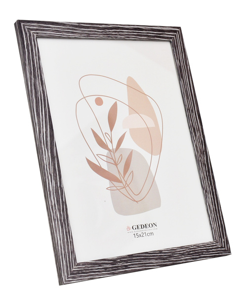 Ramka drewnopodobna - naturalna - format 15x21 cm- kolor czarny przecierany - D2415 - drewno okleinowane
