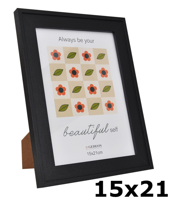 Ramka na zdjęcia w formacie 15x21 cm - kolor czarny - ZB15 - drewnopodobna - naturalna - okleinowana