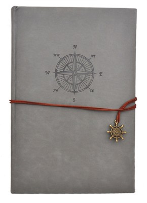Album na 300 zdjęć do wsuwania w formacie 10x15 cm - 10x15/300 ROPE - Szary - ekoskóra - Kompas - wiązany sznurkiem z metalową zawieszką