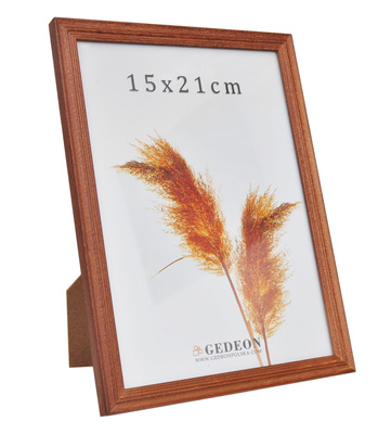 Ramka na zdjęcia w formacie 15x21 cm Drewniana - kolor brązowy - AR15 - prawdziwe bejcowane drewno.
