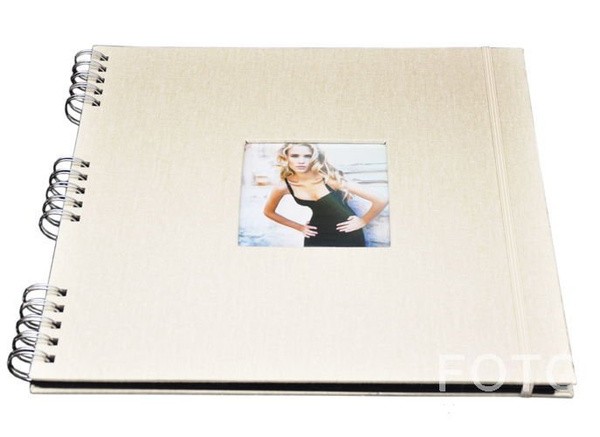 Album tradycyjny SP-761 CANVAS - Spirala - Kremowy - CZARNE KARTY
