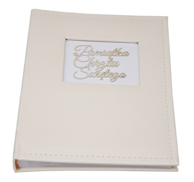 Album na zdjęcia w rozmiarze 15x21 cm - 50 zdjęć do wsuwania - WHITE - Ecru - Chrzest - Pamiątka Chrztu Świętego