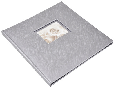 Album na zdjęcia do wklejania 10 kart 20 stron - tradycyjny DBCSS10 LOVE SILVER - srebrny - CZARNE KARTY - ekoskóra