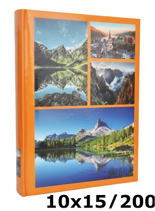 Album na zdjęcia w rozmiarze 10x15 cm - 200 zdjęć do wsuwania - JUN - Pomarańczowy  - widoki - góry