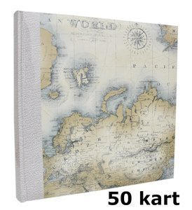 Album na zdjęcia do wklejania tradycyjny - 50 Kart - DBCM50 CARTE - szary - mapa