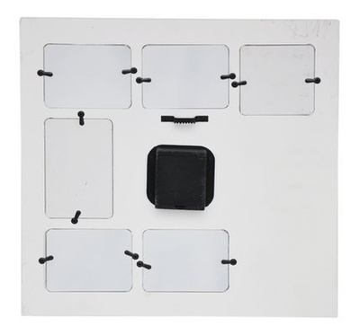 Kwadratowy zegar z okienkami na zdjęcia lub obrazki - Wieża - czarny