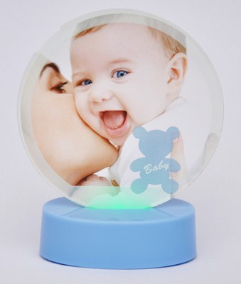 Świecąca ramka LED na zdjęcia - średnica 8 cm - RGB - niebieska - baterie w zestawie