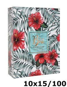Album na 100 zdjęć w rozmiarze 10x15 cm do wsuwania - 10x15/100 FLOWER 10 - klejony - zielony - kwiaty