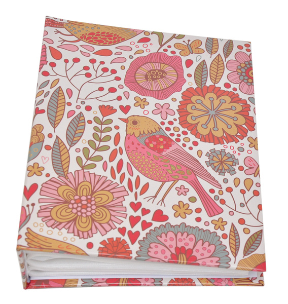 Album na zdjęcia w rozmiarze 10x15 - 304 zdjęcia do wsuwania - 10x15/304 NEW FLORID  - koralowa czerwień - Kwiatki/ptaszki