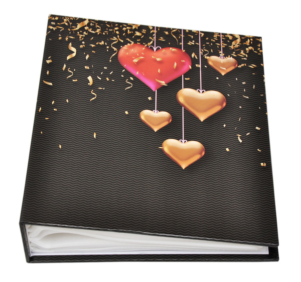 Album na zdjęcia 200 zdjęć w rozmiarze 10x15 cm - mm46200 GOLD - 10x15/200  - klejony - grafitowy - serduszka
