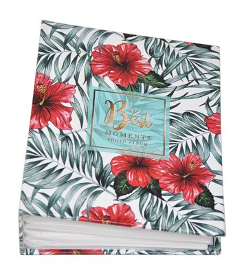Album na 100 zdjęć w rozmiarze 10x15 cm do wsuwania - 10x15/100 FLOWER 10 - klejony - zielony - kwiaty