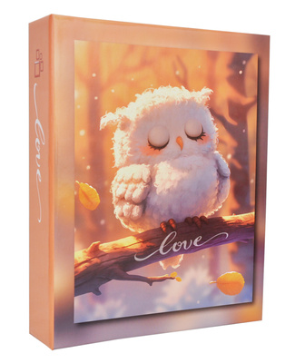 Album na 200 zdjęć do wsuwania w rozmiarze 10x15 cm - 10x15/200 LOVE CUTE - klejony - pomarańczowy - słodka sówka