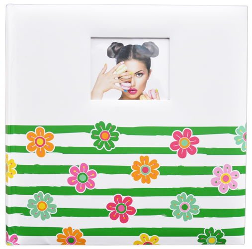 Album tradycyjny 50 kart - 5104 Shining Flowers - biało-zielony- Białe karty