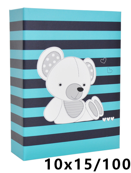 Album na 100 zdjęć w rozmiarze 10x15 cm do wsuwania - 10x15/100 art 9138 FUNNY - klejony - czarno-zielony - miś