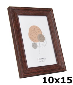 Ramka na zdjęcia drewnopodobna - naturalna - format 10x15 cm- kolor brązowego drewna - G410 - szklana szybka - okleina mdf
