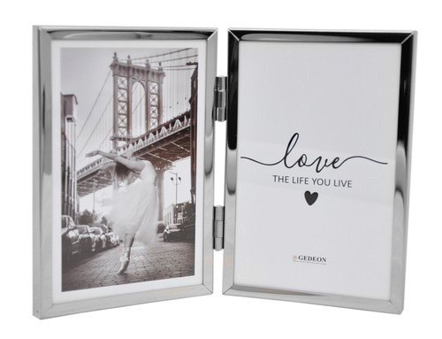 Ramka aluminiowa podwójna na dwa zdjęcia 2x 15x21cm - srebrna/chromowana - ssb15/2