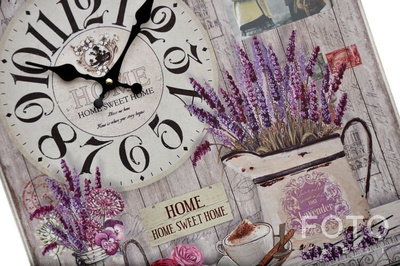 Kwadratowy zegar z okienkiem na zdjęcie - Lawenda - beżowy