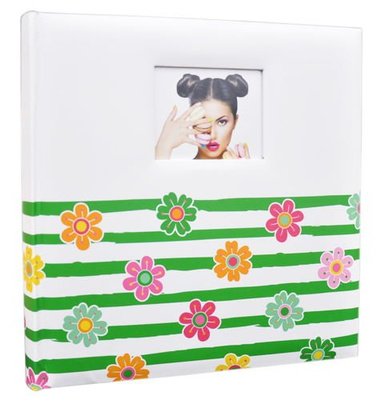 Album tradycyjny 50 kart - 5104 Shining Flowers - biało-zielony- Białe karty