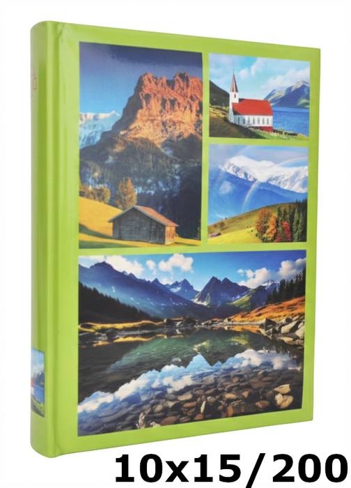 Album na zdjęcia w rozmiarze 10x15 cm - 200 zdjęć do wsuwania - JUN - Zielony - widoki - góry