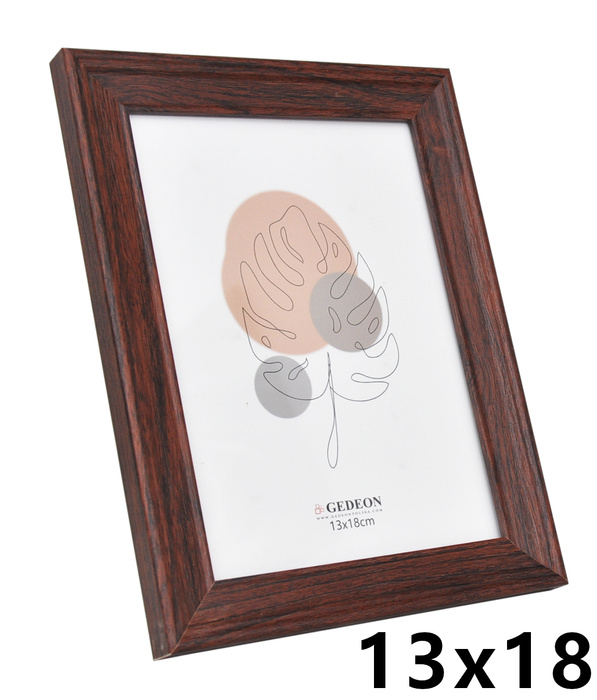 Ramka na zdjęcia drewnopodobna - naturalna - format 13x18 cm- kolor brązowy - G413 - szklana szybka