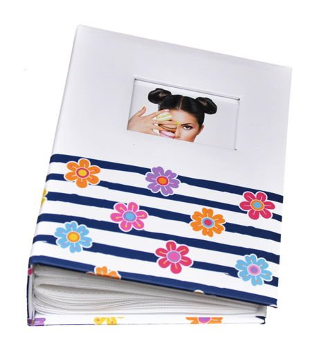 Album 10x15/100 9104 Shining Flowers - klejony - biało-granatowym