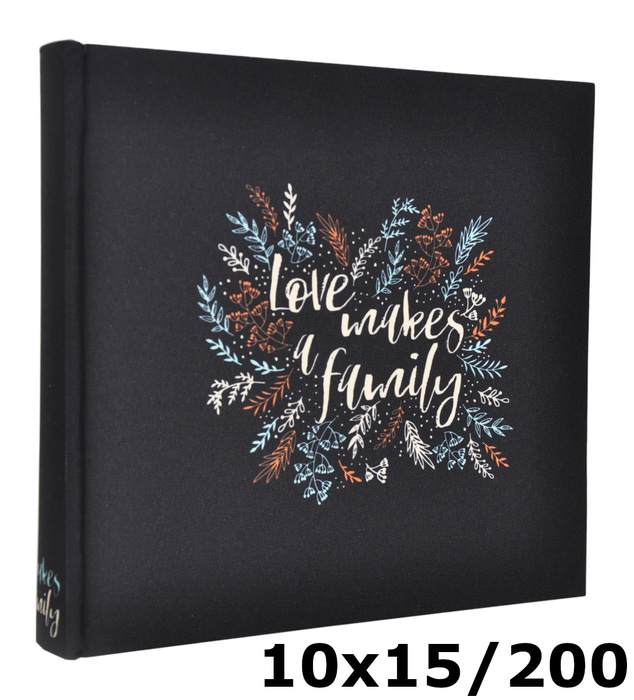 Album na 200 zdjęć do wsuwania w rozmiarze 10x15 cm - 10x15/200 Art 136 - Czarny - materiałowy