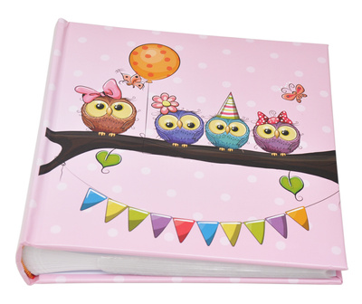 Album na zdjęcia do wsuwania zdjęcia w rozmiarze 10x15 cm - Album na 200 zdjęć - BABY 15 - Różowy - Sówki