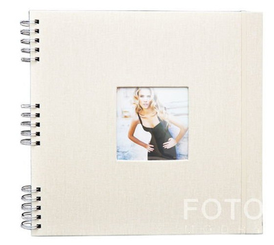 Album tradycyjny SP-761 CANVAS - Spirala - Kremowy - CZARNE KARTY