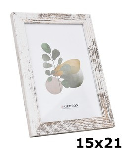 Ramka drewnopodobna - naturalna - format 15x21 cm - kolor postarzany biały - D115