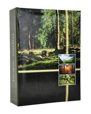 Album na zdjęcia w rozmiarze 10x15 na 100 zdjęć FOREST - klejony - czarno-zielony - motyw lasu 