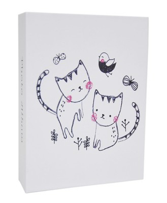 Album na 100 zdjęć do wsuwania w rozmiarze 10x15 cm - 10x15/100 CATS - Biały - kotki - klejony