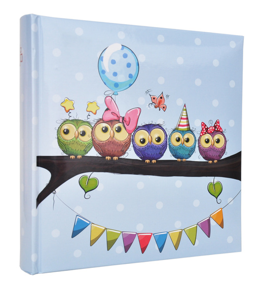 Album na zdjęcia do wsuwania zdjęcia w rozmiarze 10x15 cm - Album na 200 zdjęć - BABY 15- Niebieski - Sówki