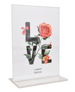 Ramka pleksi na zdjęcia/ulotkę/wizytówkę w formacie A5 15x21 cm do postawienia w pionie - przeźroczysta - stojak na menu