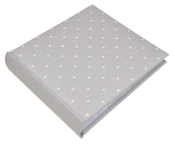 Album na 200 zdjęć do wsuwania w rozmiarze 10x15 cm - 10x15/200 Art 146 - Jasno Szary  - materiałowy - serduszka 