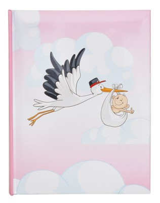 Album na zdjęcia w rozmiarze 10x15 - 200 zdjęć do wsuwania - 10x15/200 STORK - różowo-biały - bocian