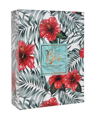 Album na 100 zdjęć w rozmiarze 10x15 cm do wsuwania - 10x15/100 FLOWER 10 - klejony - zielony - kwiaty