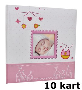 Album tradycyjny na zdjęcia do wklejania 10 kart 20 stron - DBCSS10 BIRTH - różowy - Kremowe Karty - dla dziecka