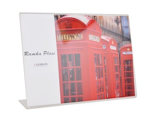 Ramka pleksi na zdjęcia/ulotkę/wizytówkę w formacie 10x15 cm do postawienia w poziomie - przeźroczysta